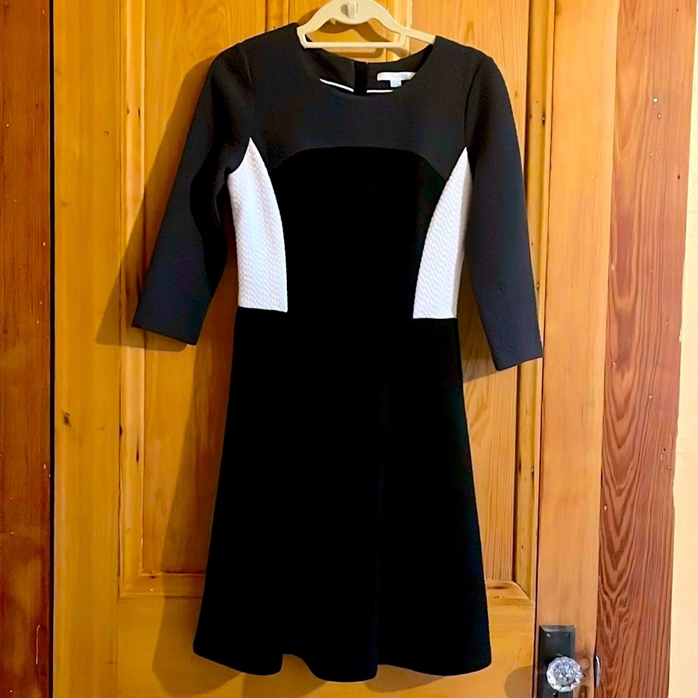 Boden colorblock quilted a-line dress, size 6R